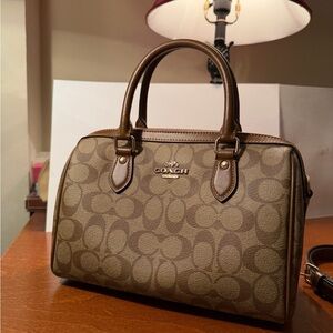 Coach Rowan Satchel Bag in Signature Canvas with Leather Strap